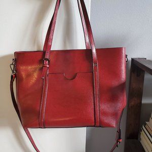 Red faux leather purse